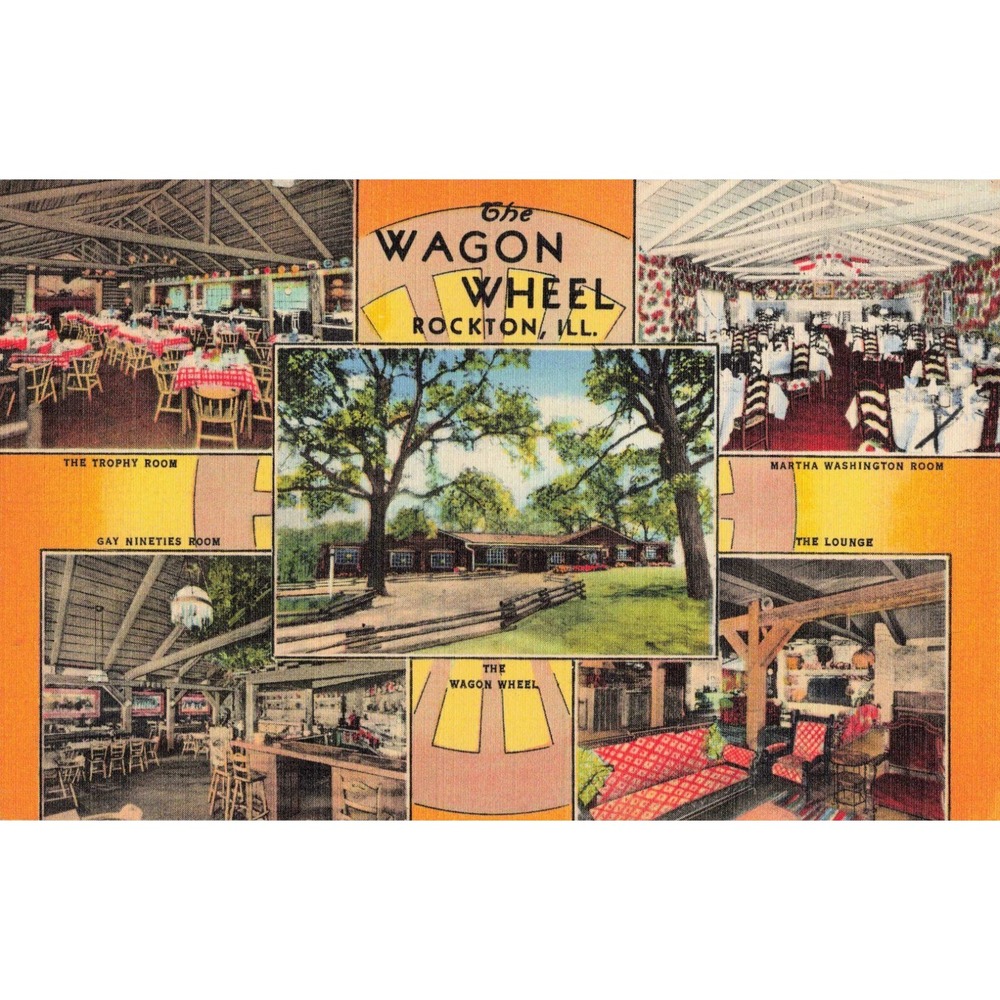 Vintage The Wagon Wheel Rockton Illinois Linen Postcard 1948 Multi-View Resort - Picture 1 of 2